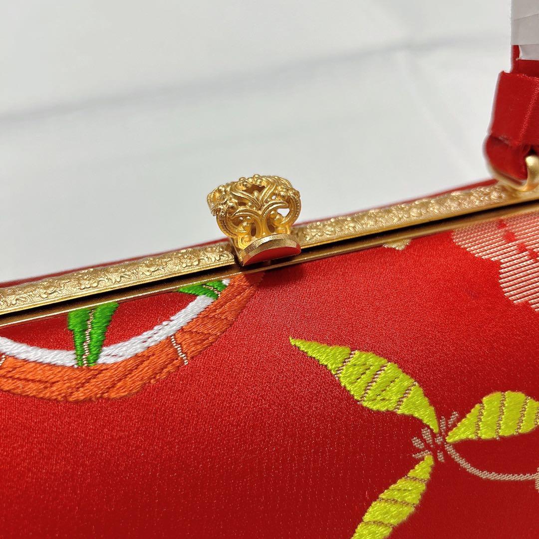 神田胡蝶　和装バッグ　七五三　子ども用　フォーマル　正絹帯地　金糸　赤系　未使用