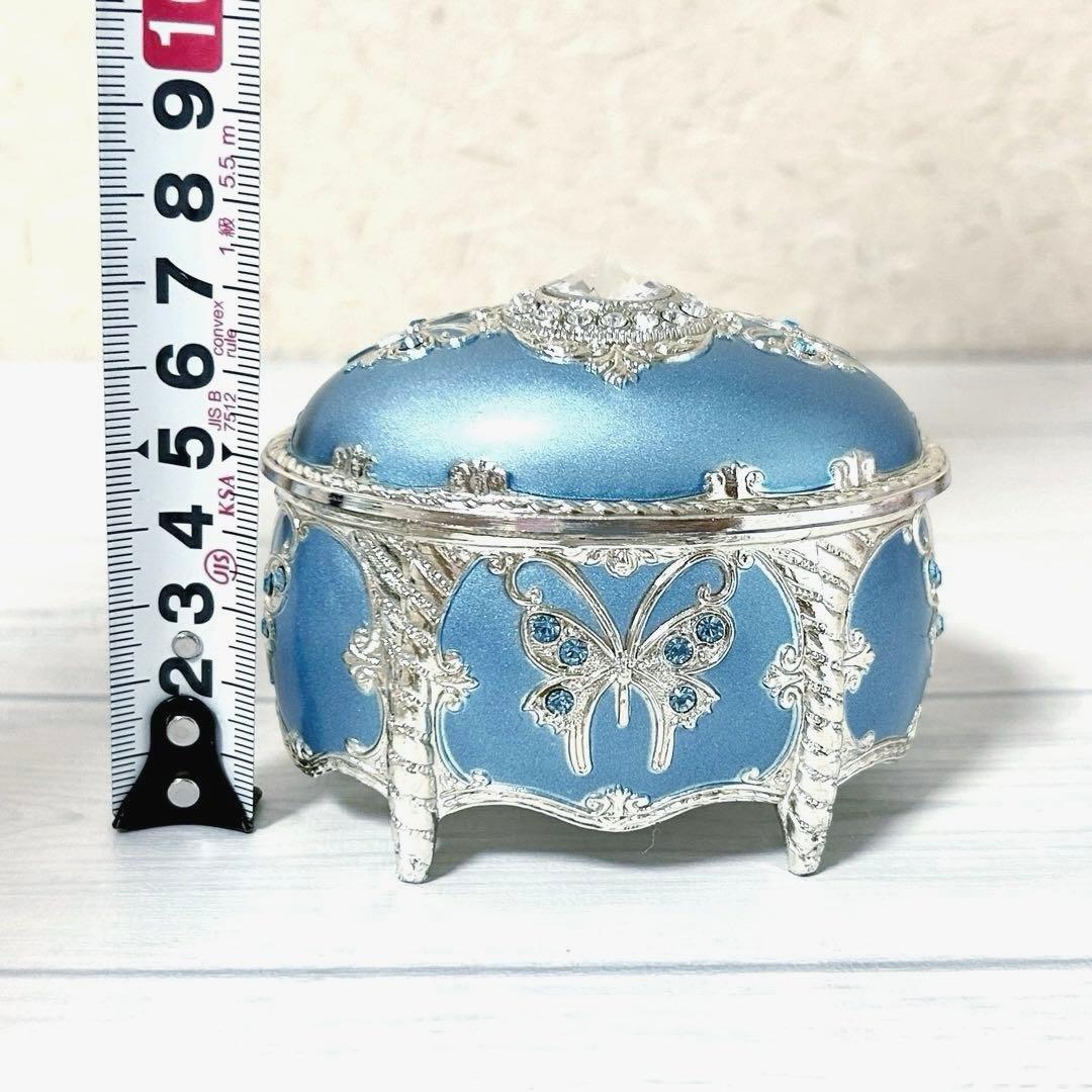スワロフスキー アンチモニー だ円 オルゴール 宝石箱 ブルー 星に願いを 水色