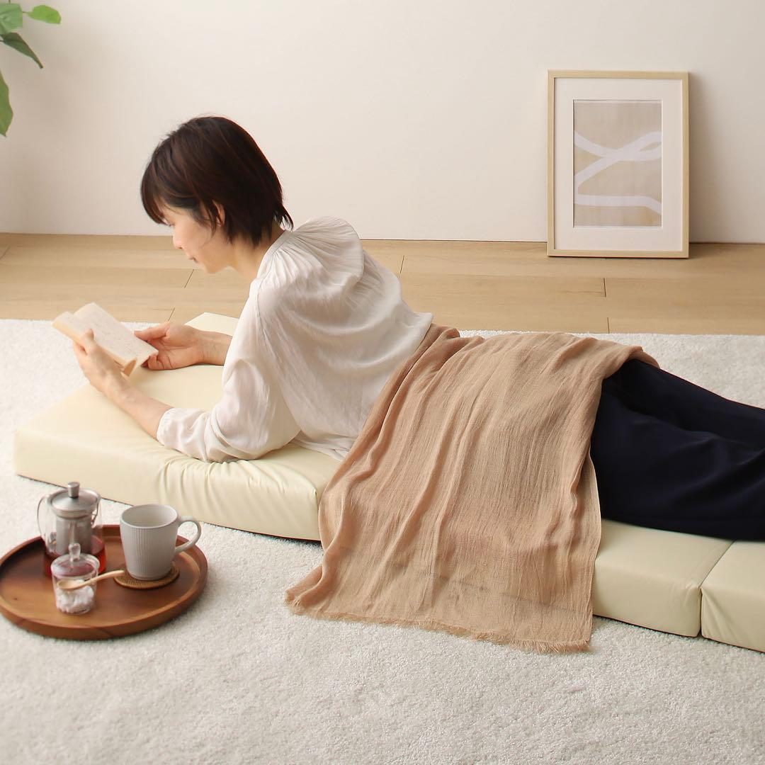 B 新品 フロアマット 150cm ブラウン 茶色 クッションマット 座布団