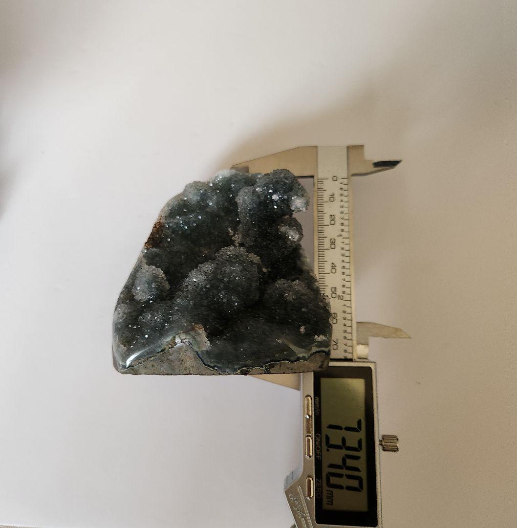 珍しい グリーン アメジストクラスター 置物 天然石 木台座付き