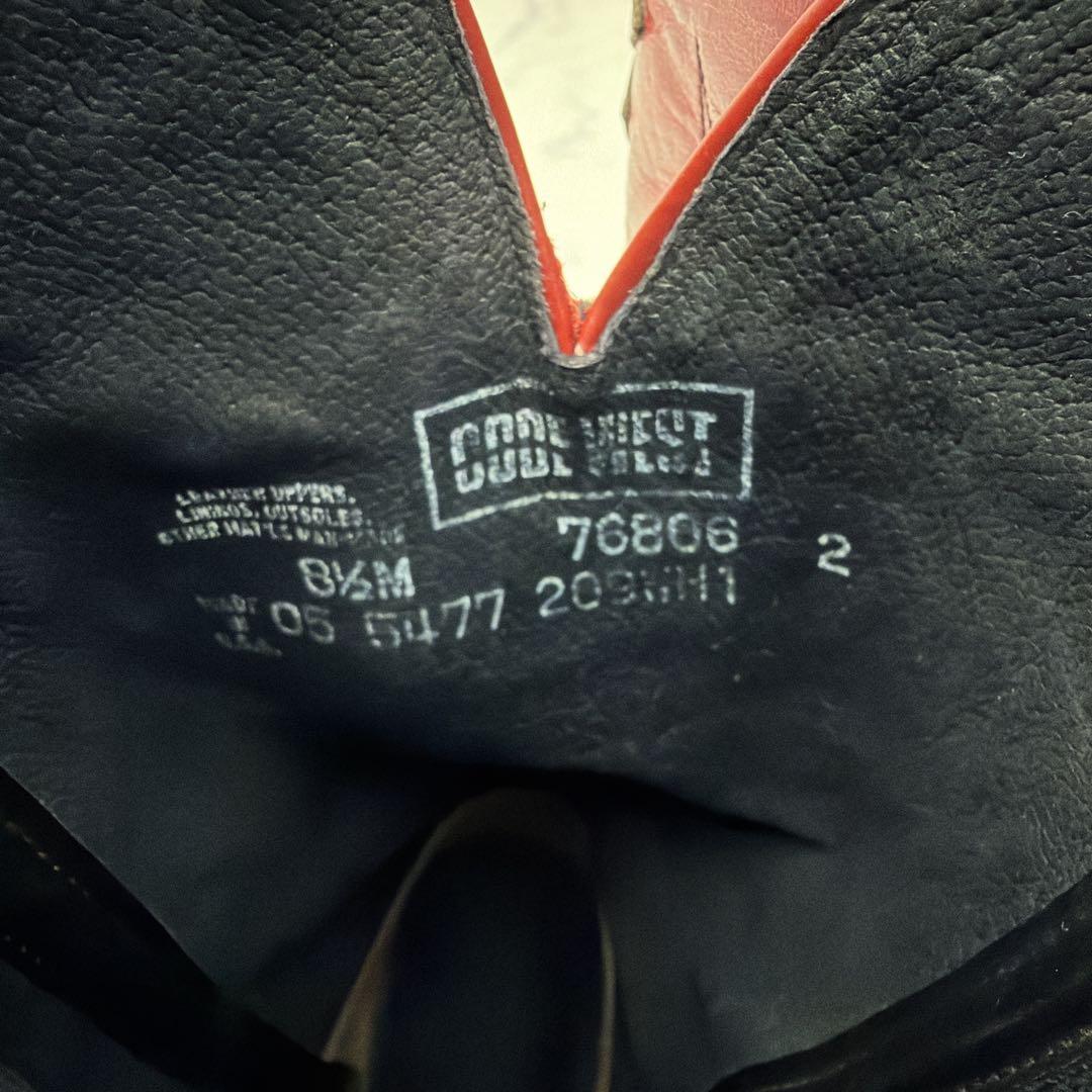 希少 USA製 コードウエスト ウエスタンブーツ 8.5 黒 赤 本革 26.5
