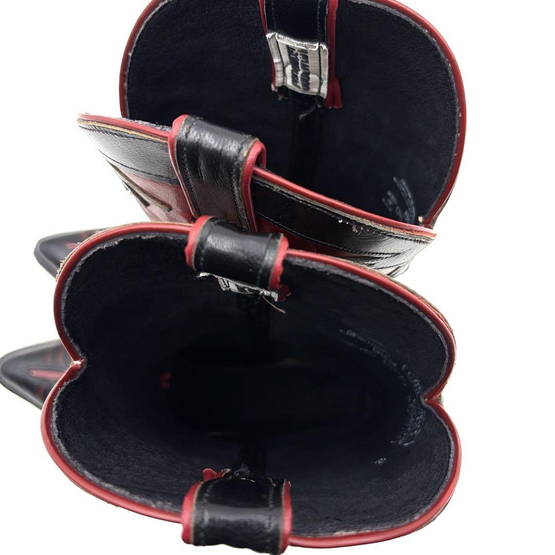 希少 USA製 コードウエスト ウエスタンブーツ 8.5 黒 赤 本革 26.5