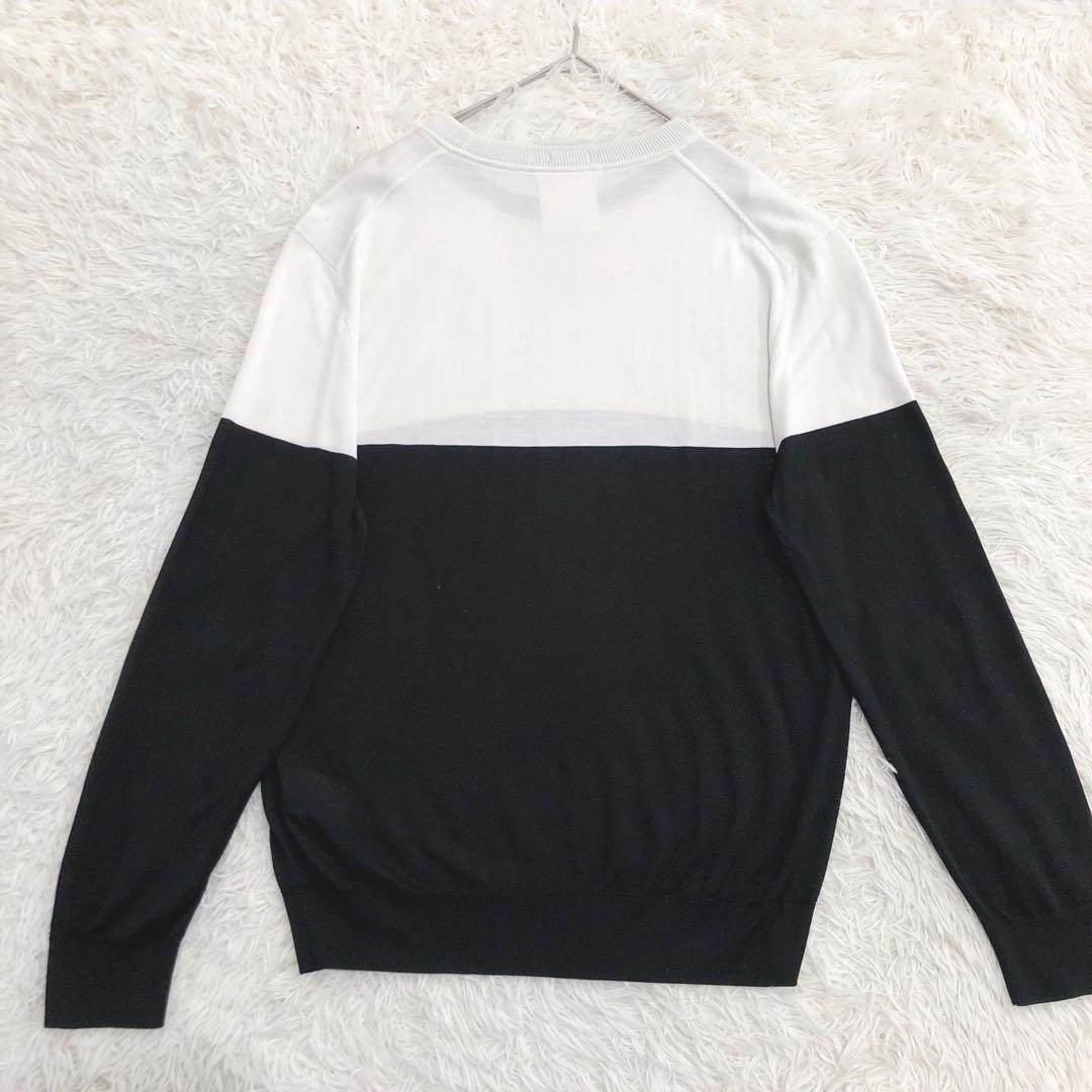 【最高級シルク100%】ヒューゴボス テーラード ニット セーター バイカラーL