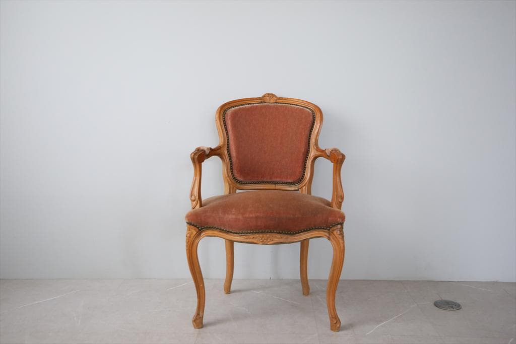 フランスアンティーク猫脚サロンチェア/肘掛けイス/アームソファ(89-132-1