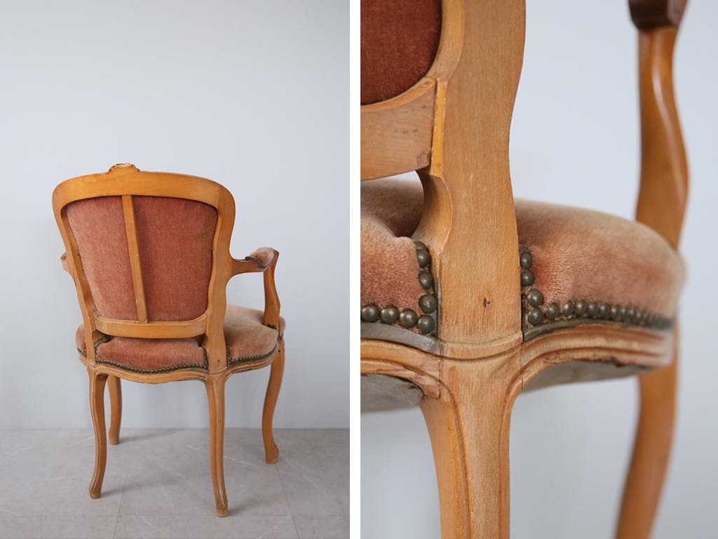 フランスアンティーク猫脚サロンチェア/肘掛けイス/アームソファ(89-132-1