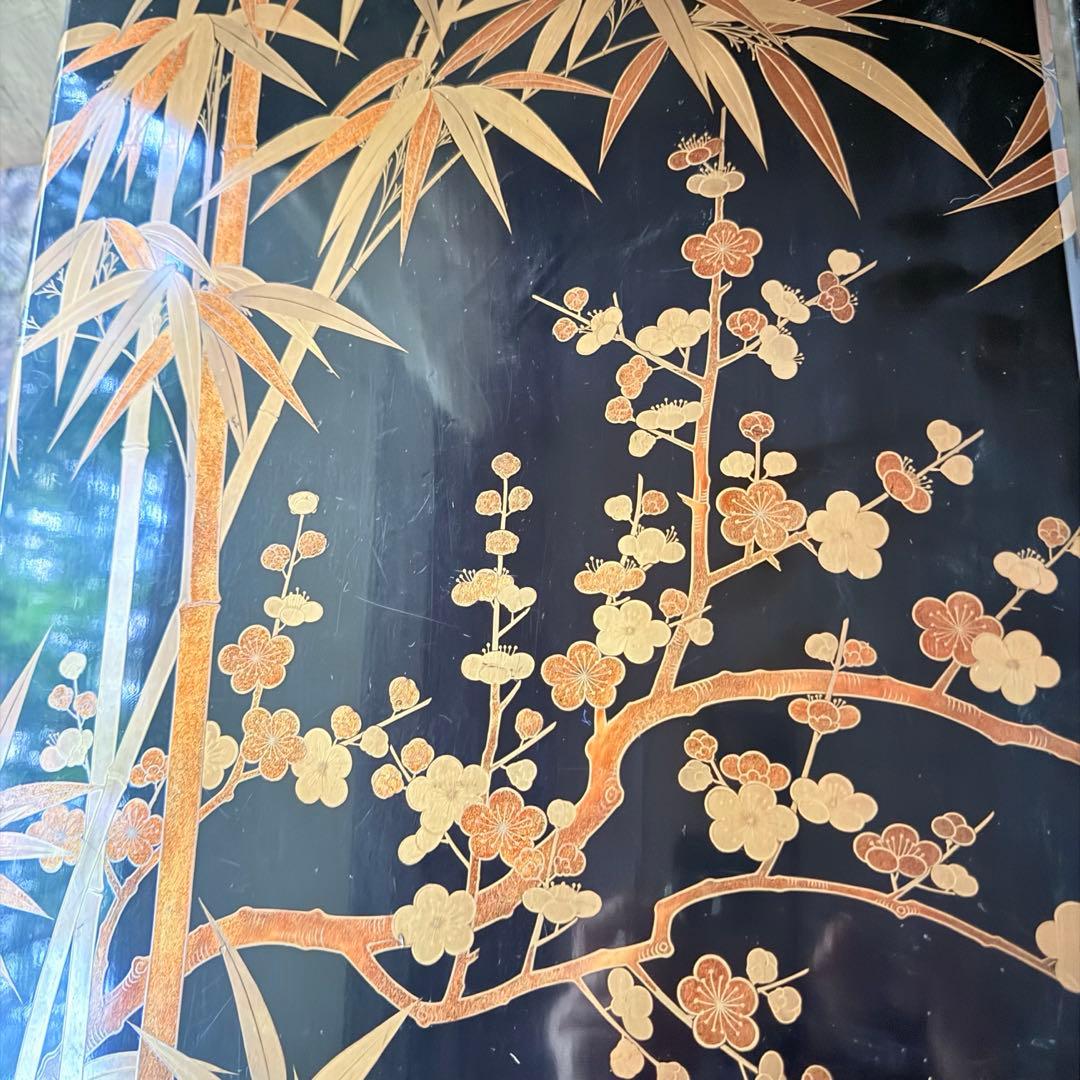 超限定1月21日20時迄‼️JAPAN蒔絵天然木本漆 竹梅蒔絵文箱料紙箱桐箱　1客