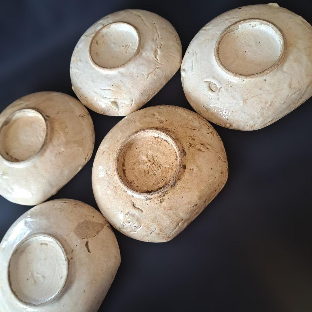 「渋さ 枯れ味 志野焼の魅力！」 志野皿(幅14cm)5客セット 箱付き 骨董ア