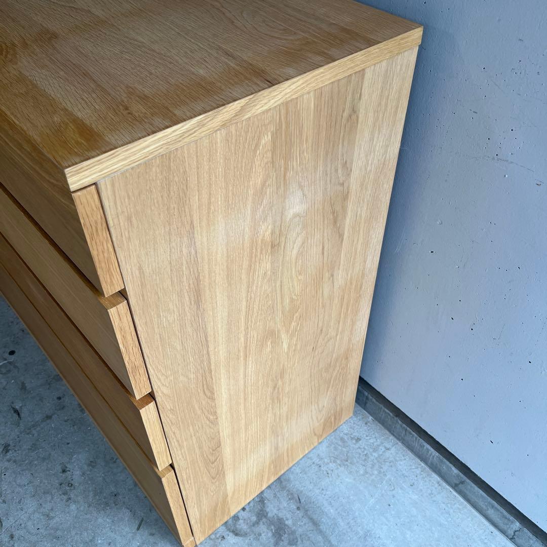 美品★無印 木製チェスト４段　オーク材