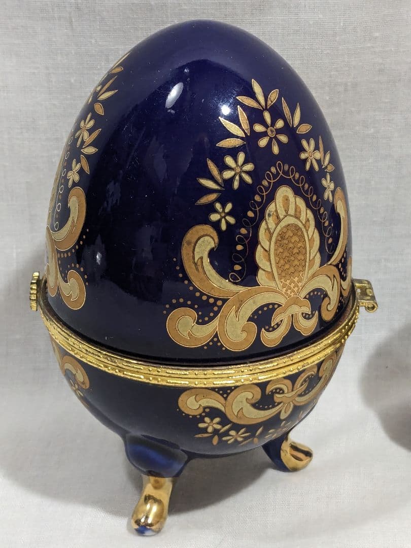 Meissen　マイセン　卵型ジュエリーボックス　大·小　置物　オブジェ　陶器