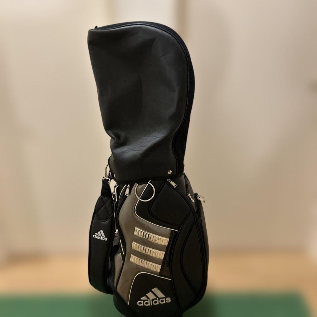 adidas キャディバッグ黒 ブラックヘッドカバー付き