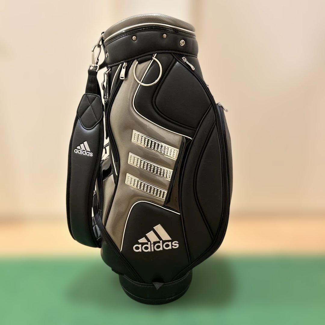 adidas キャディバッグ黒 ブラックヘッドカバー付き