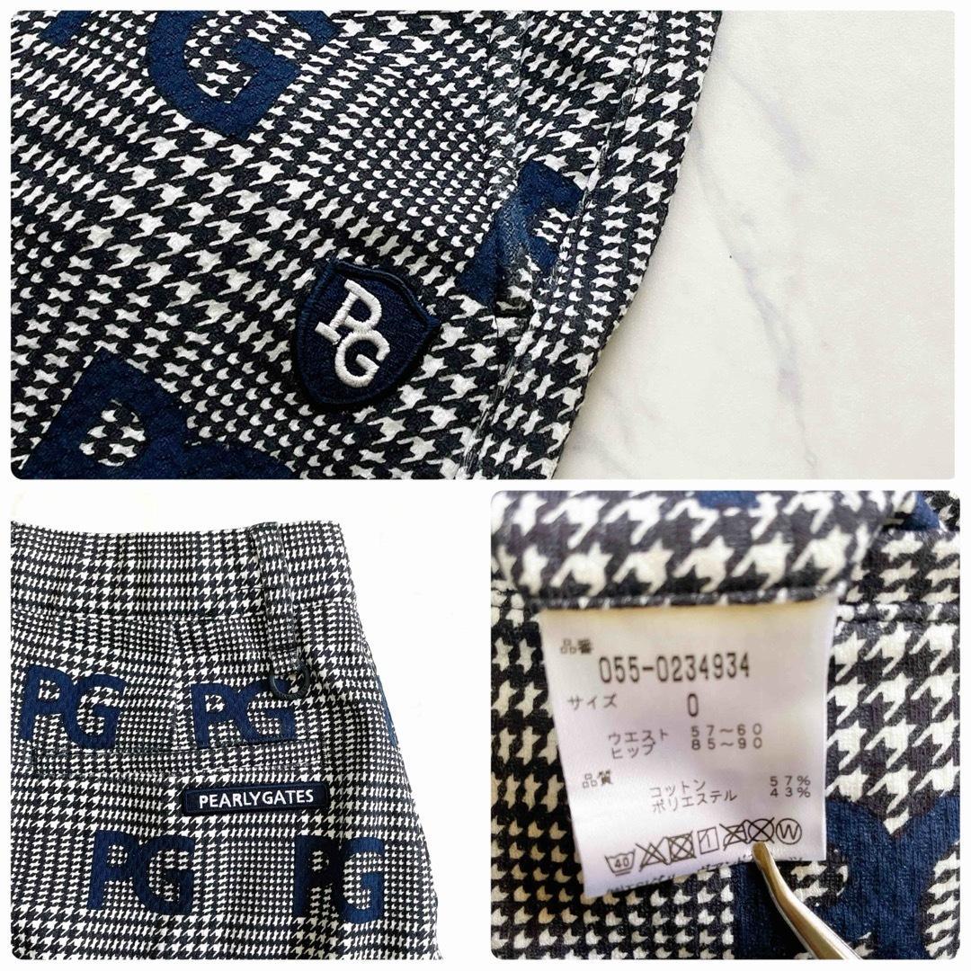 極美品 パーリーゲイツ PGロゴワッペン 千鳥格子柄 ゴルフスカート 0 近年