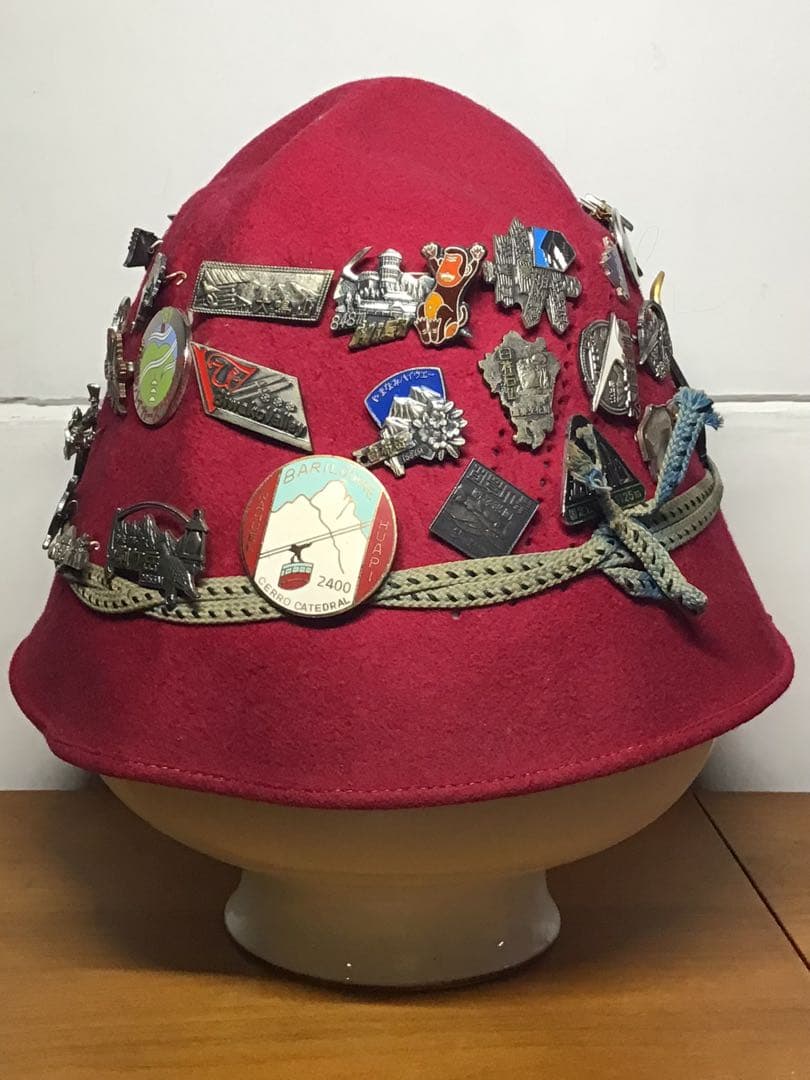 棋士/作家遺品 マウンテンハット 1950~80年代登山バッチ48点付きラビット