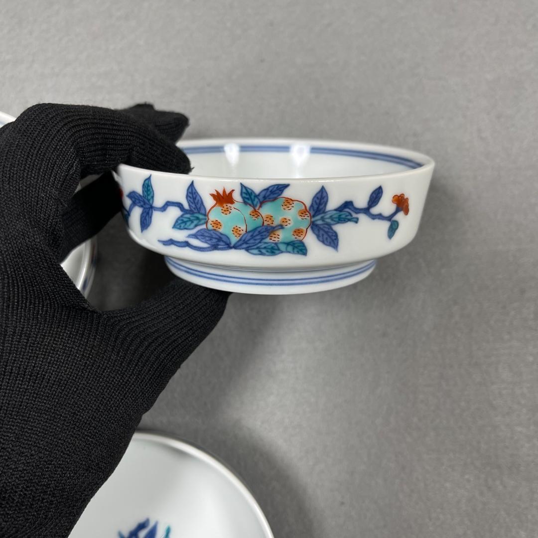 今泉今右衛門 窯 12代 錦桃絵 深小皿 5枚（共箱・栞・美品）