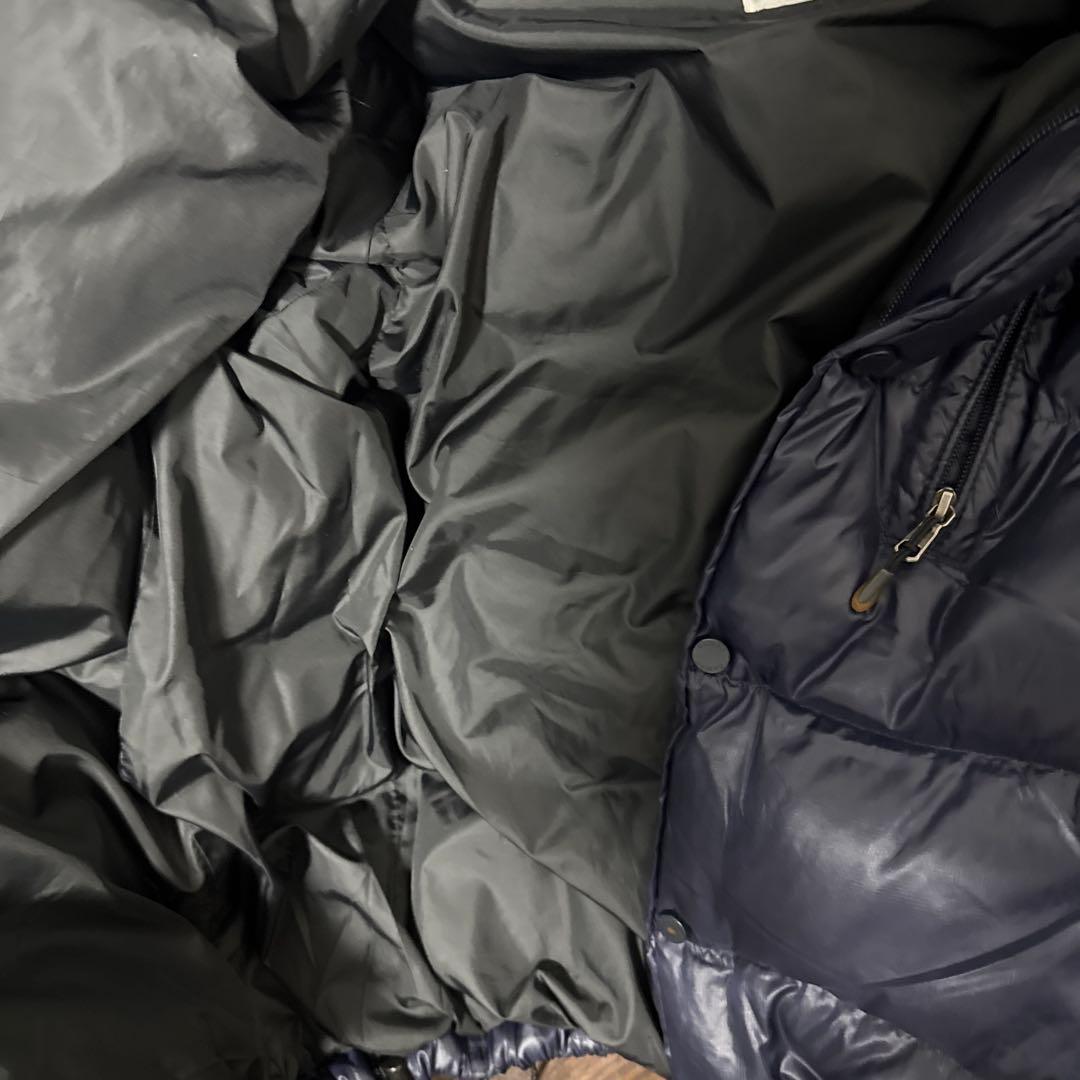 Y2K 00's平成 archive ファー付ダウンジャケット 光沢 ネイビー紫