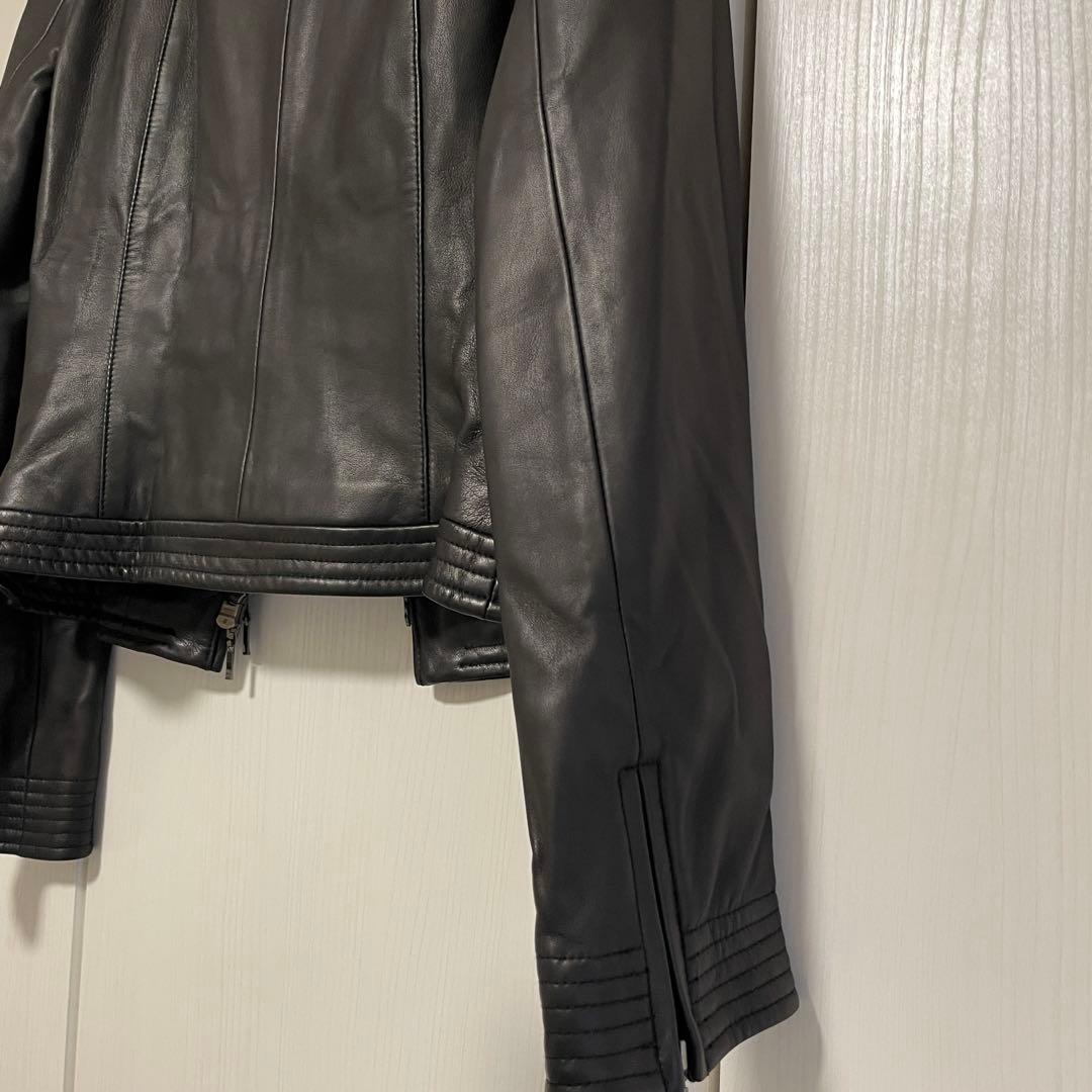 【美品】ANAYI ラムレザージャケット ノーカラー ブラック