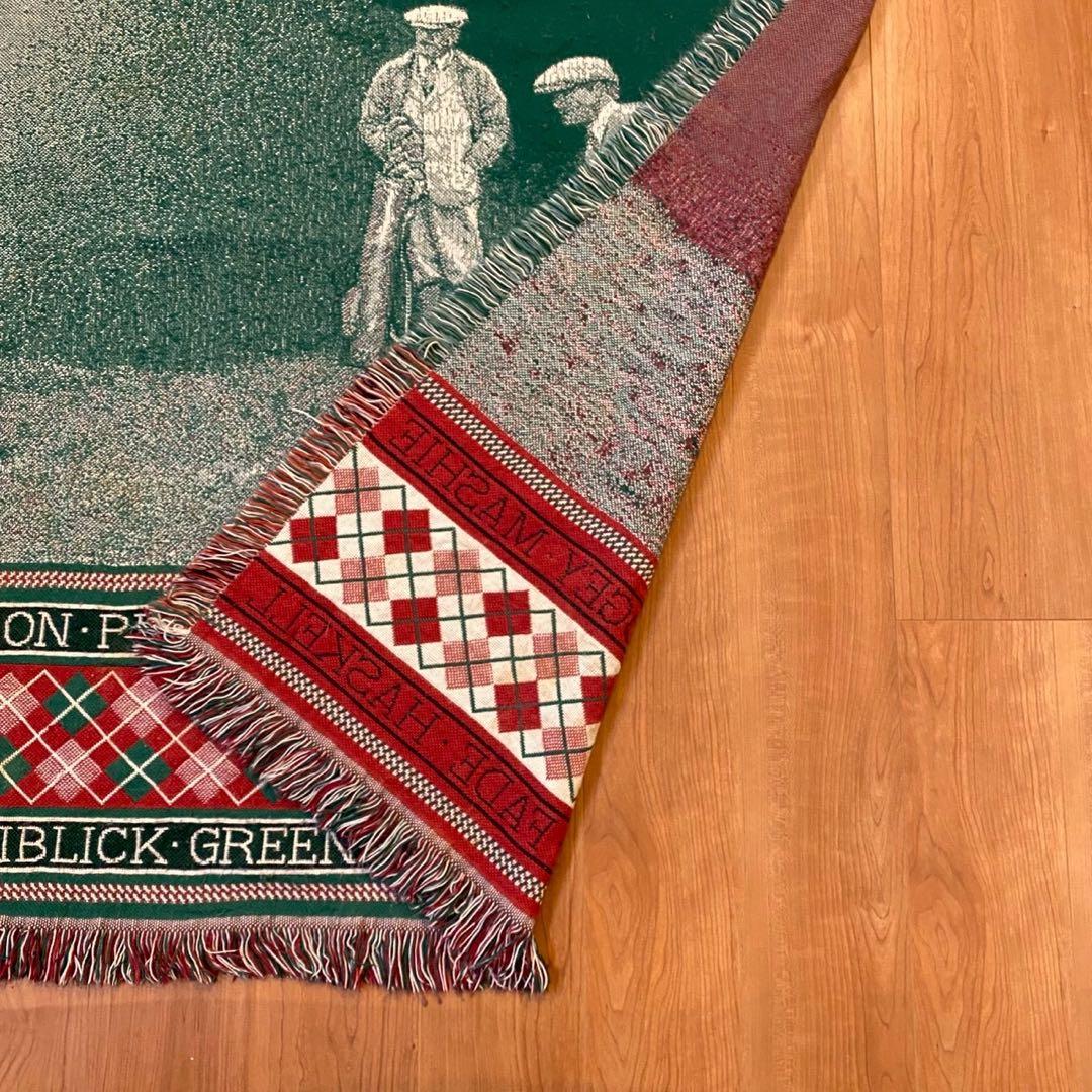 ヴィンテージ ゴブラン織り ラグ ゴルフ柄 アーガイル 138x118 両面配色