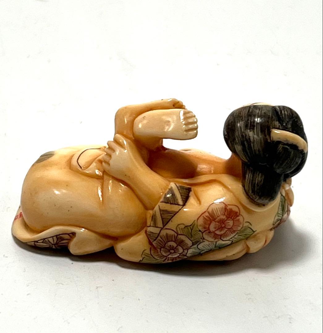 極上春画 根付 本抹香鯨 重さ:90g 　（提げ物 /緒締め ）M-044