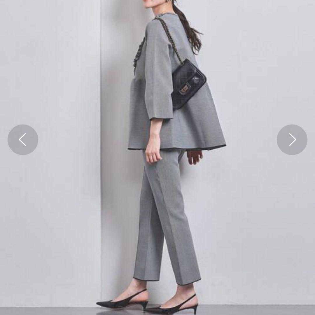 美品UNITED ARROWS カーディオン グレー フリルジャケット ペプラム