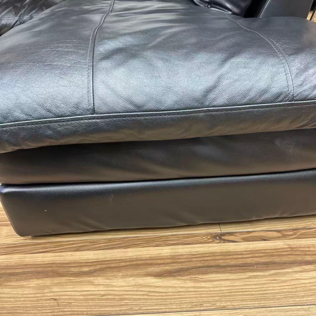 ニトリソファ本革合皮　右カウチ　ブラック3人掛けソファー