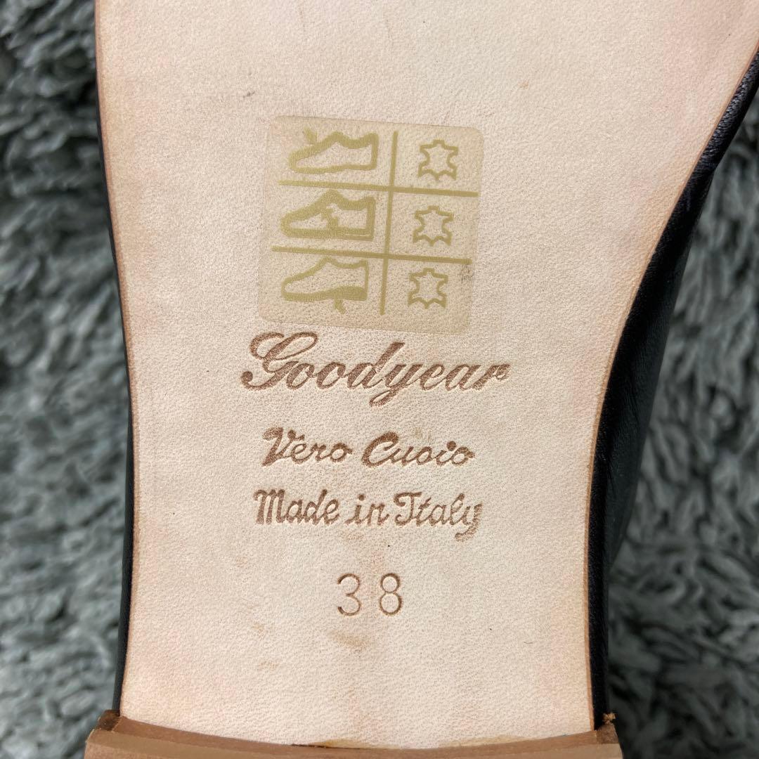 未使用級 スペルタ フラット オールレザー ブラック イタリア製 パンプス