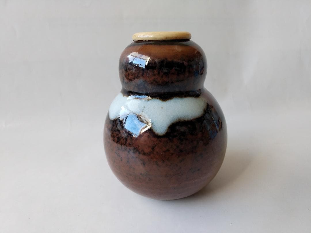 裏千家 淡々斎宗室 御書付『膳所焼 瓢茶入』淡海ぜぜ 陽炎園 岩崎健三 美品