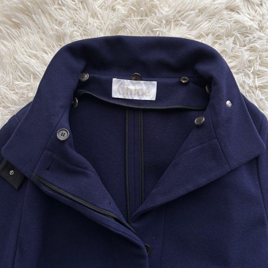 Chloe クロエ ハーフコート 2way スタンドカラー フード スロバキア製