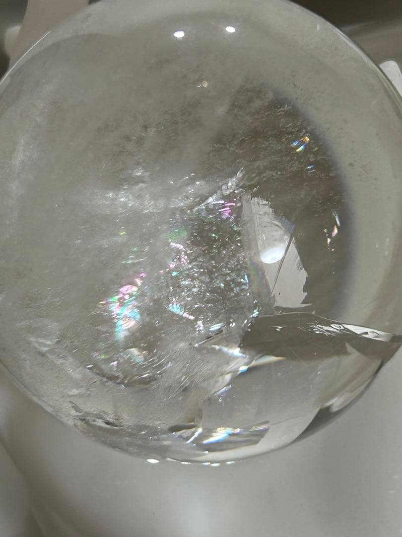 水晶インクォーツ　スフィア　 虹　天然石　置物