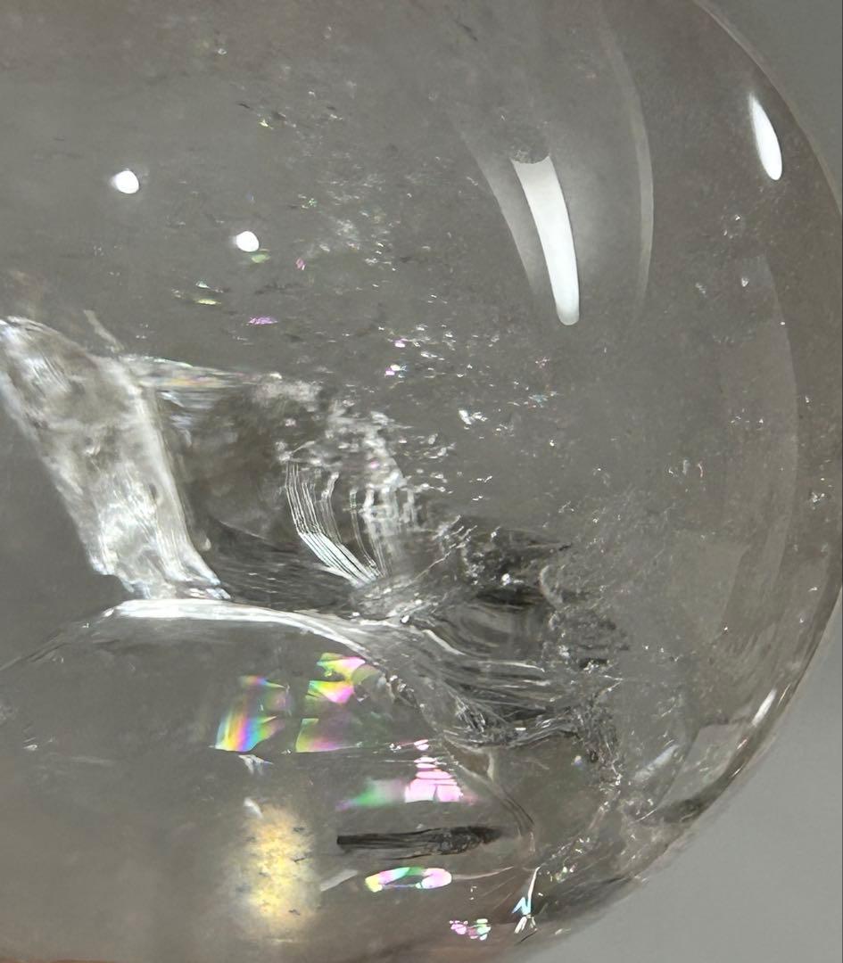 水晶インクォーツ　スフィア　 虹　天然石　置物