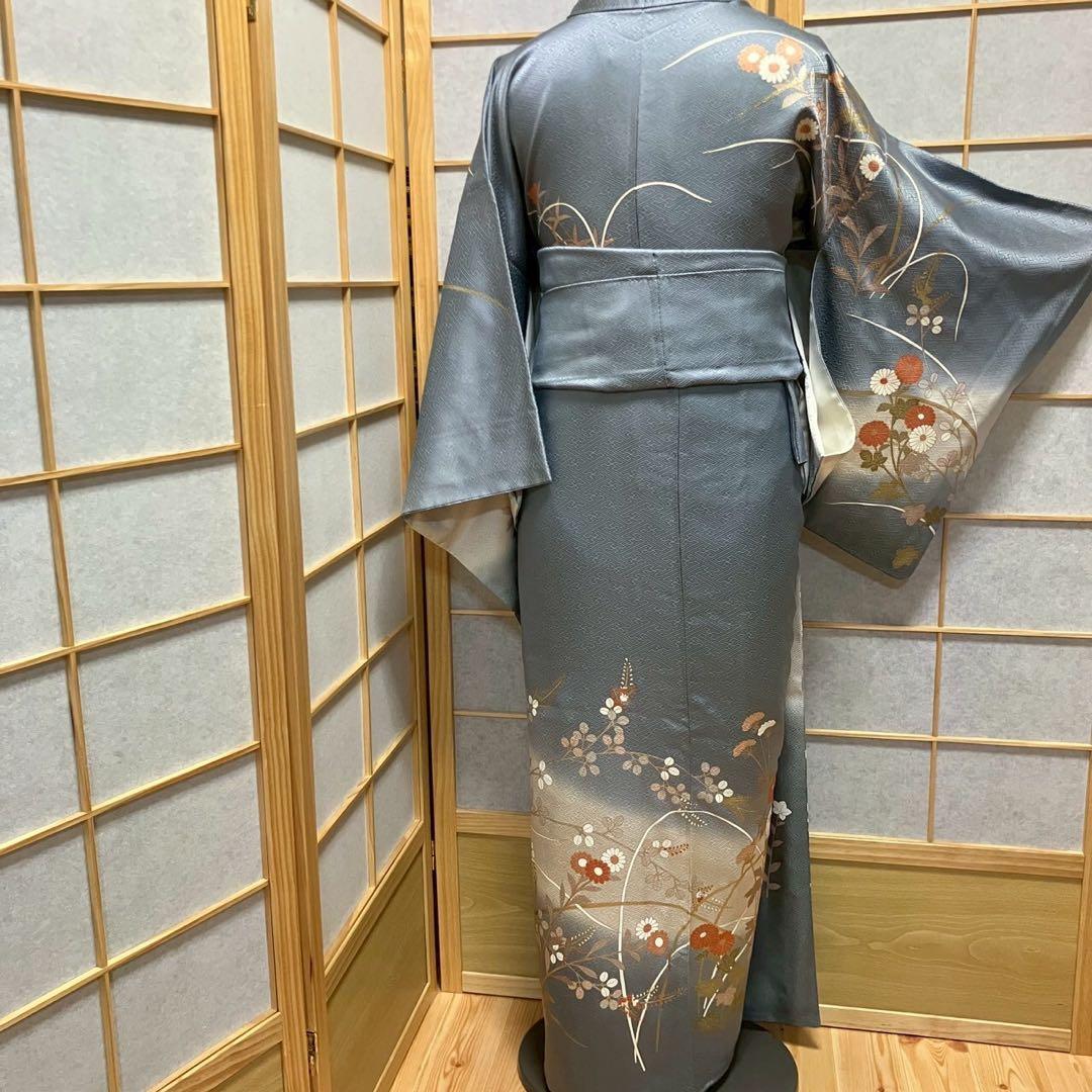 ［5800］訪問着 美品 草花 金彩 三越扱い ぼかし 正絹 着物 袷