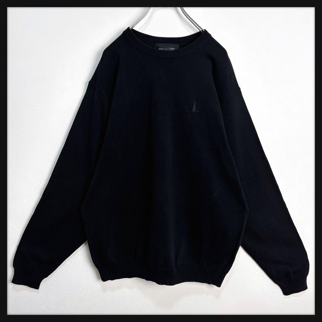 【美品】FR2ゴルフ セーター 刺繍ロゴ コットンニット メンズL ゴルフウェア