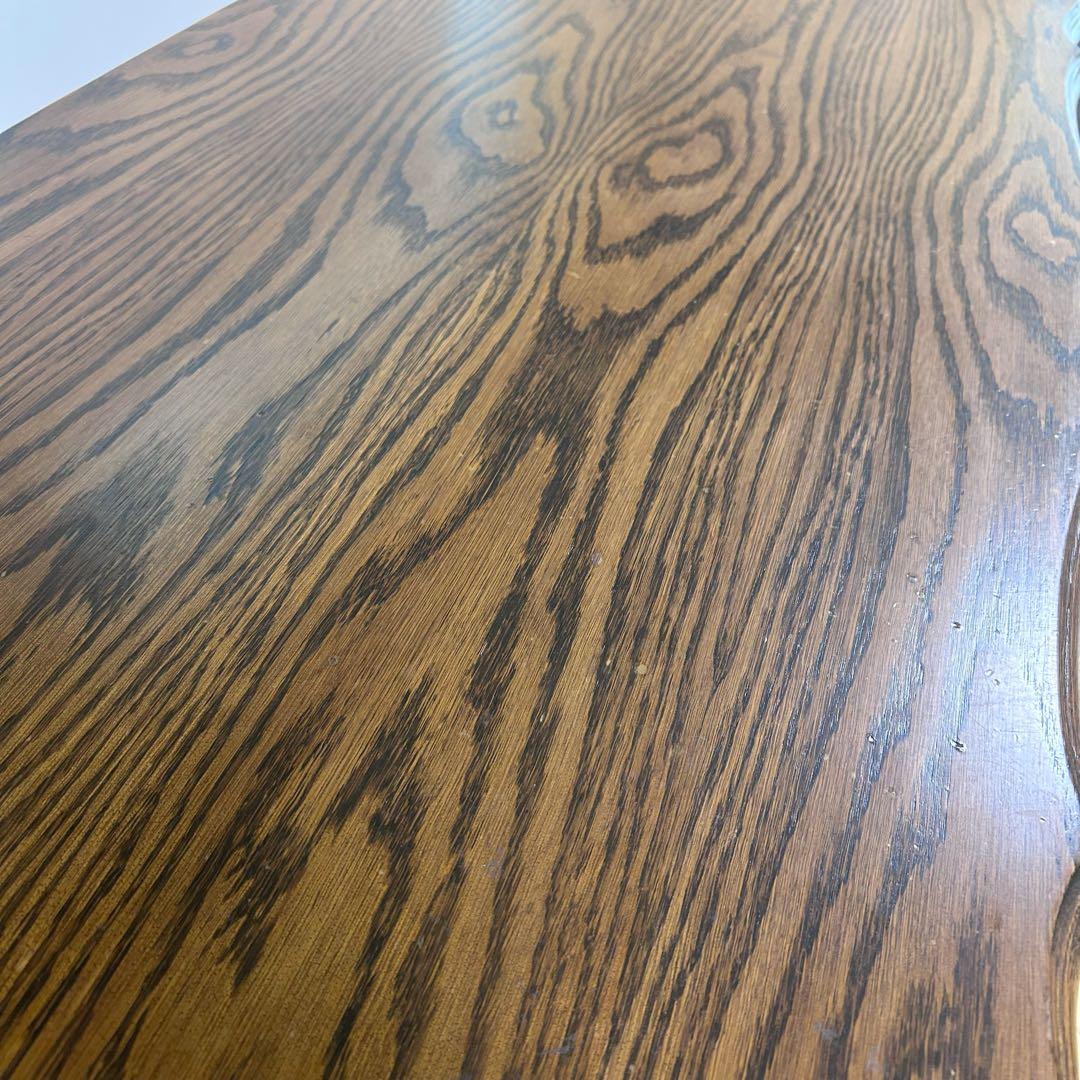 アンティーク　三越家具ブルージュ　ルーマニア製　オーク材デスク　英国　猫脚　虎柄