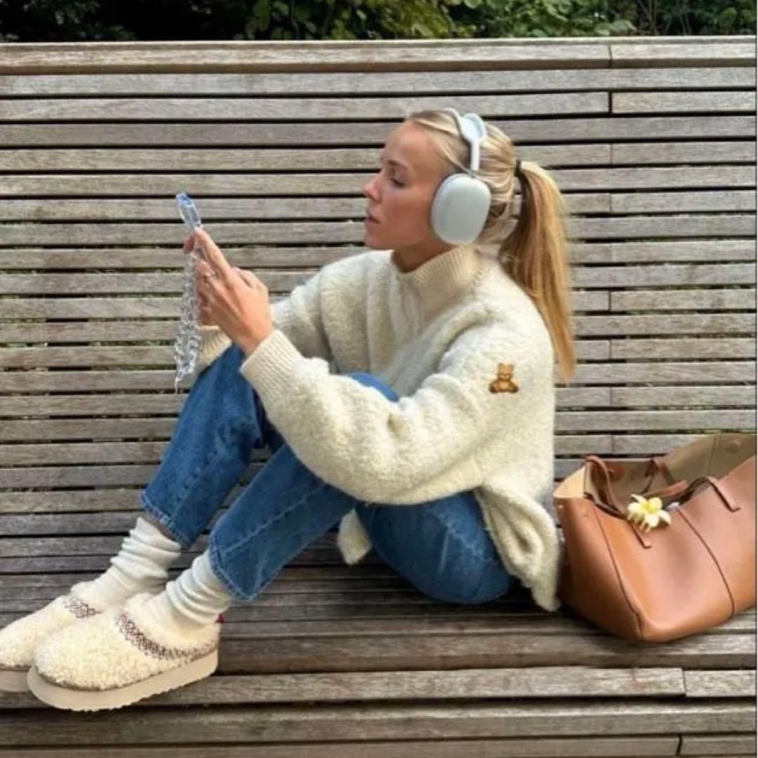 【希少】UGG タズ ヘリテージ ブレイド ムートン 厚底 ベージュ スリッポン