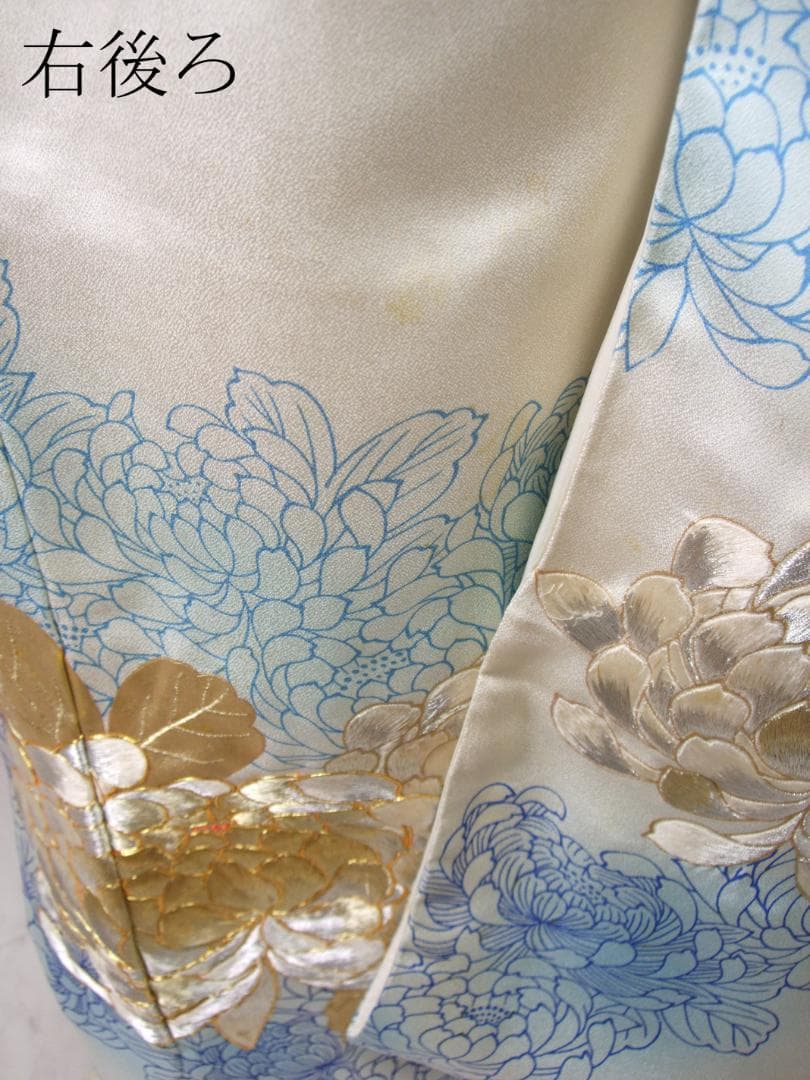 大輪菊の豪華刺繍/振袖フルセット　ｍ73　成人式 やまと謹製 白振袖