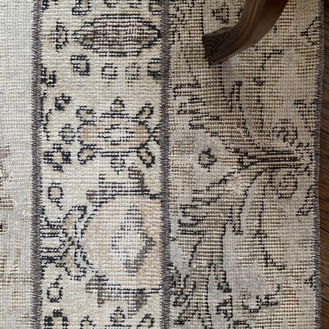 トルコヴィンテージラグ　ランナー　147×51アイボリー　グレージュ　トルコラグ