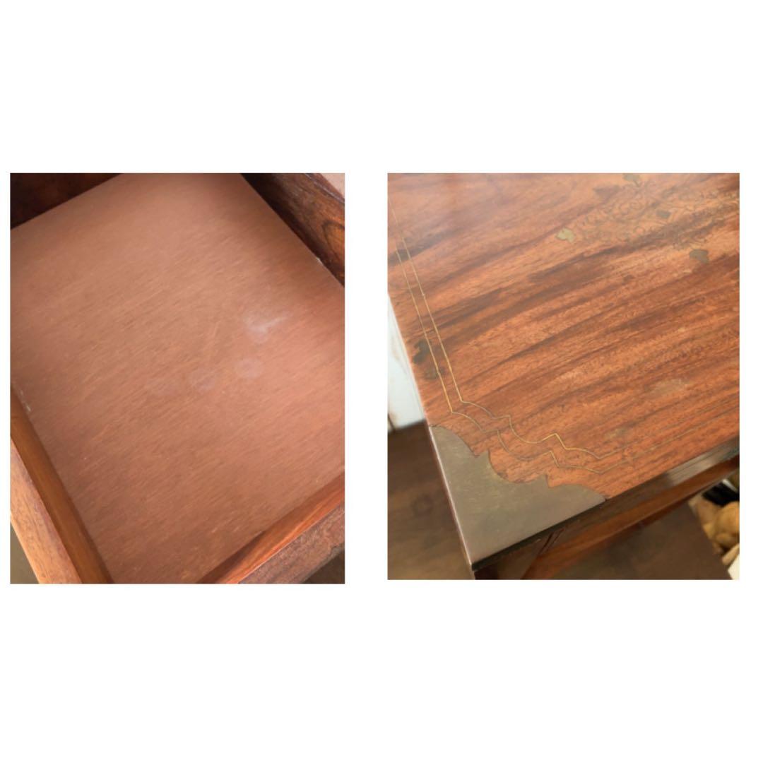 ヴィンテージ　真鍮金具　装飾　木製ラック 3段 引き出し付き ブラウン