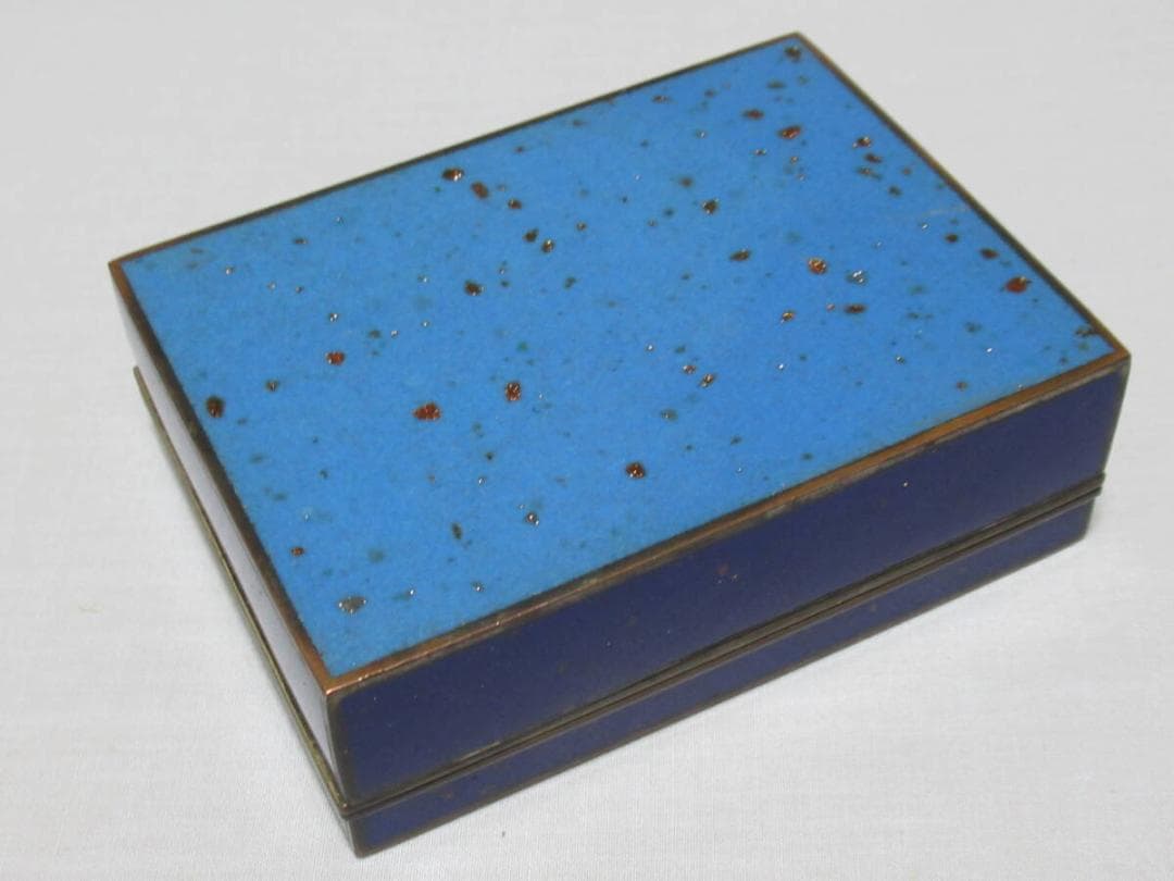 美品 希少 大正時代◆京七宝 稲葉七宝 内銀鍍銀 外観(小鳥/小菊図) 小物入れ