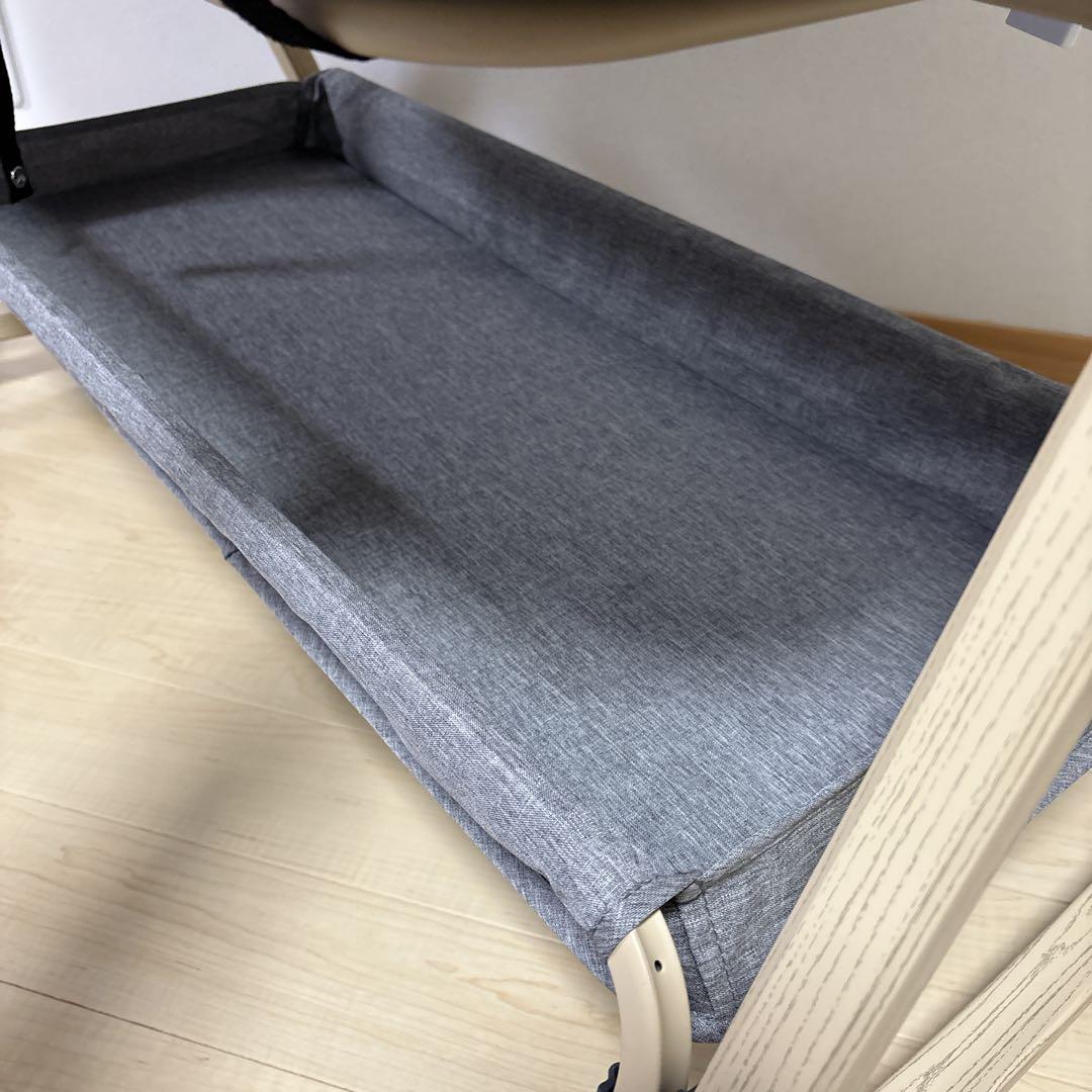 HZDMJ ベビーベッド グレー 蚊帳付 キャスター 固定ベルト付