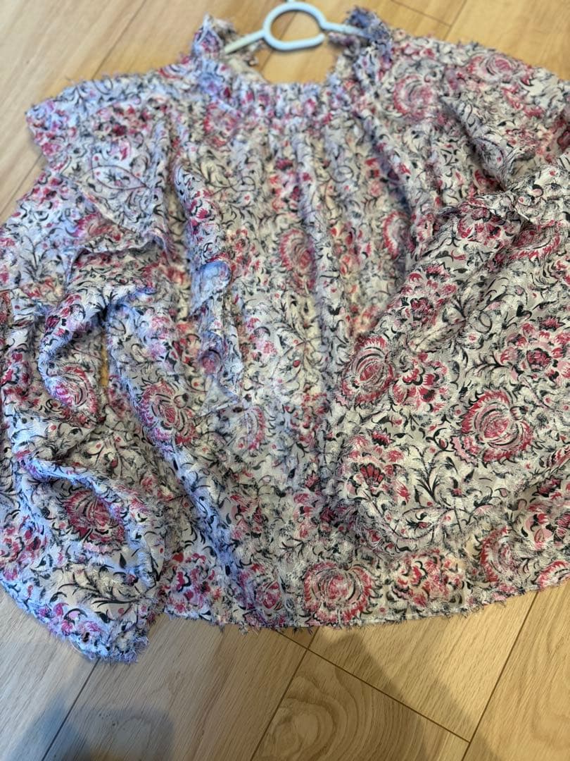 SOULEIADO フリルブラウス ピンク ラメ 36 花柄 トゥモローランド