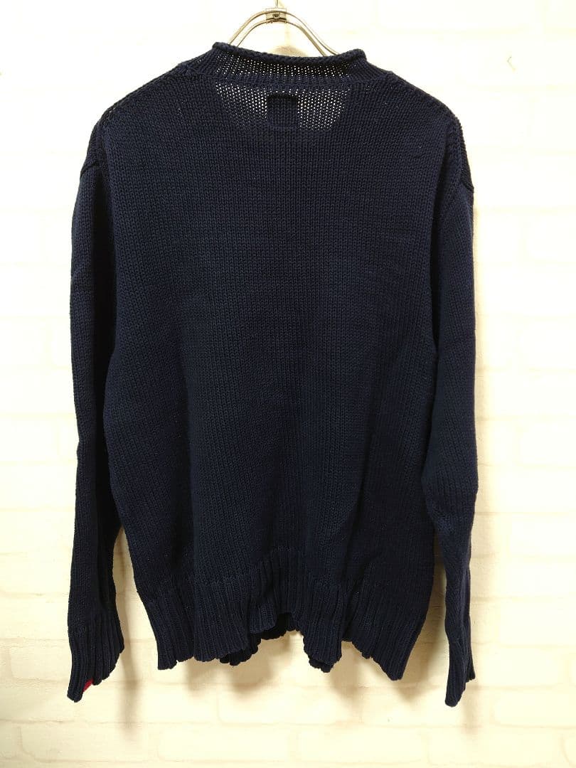 STUSSY ステューシー アメリカ国旗 星条旗コットンニット ネイビー L