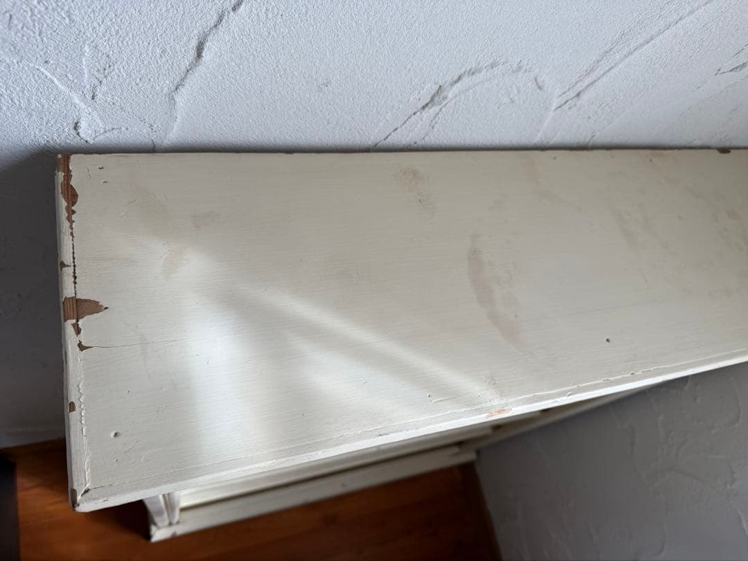 フランスアンティーク　木製ペイントブックシェルフ5段