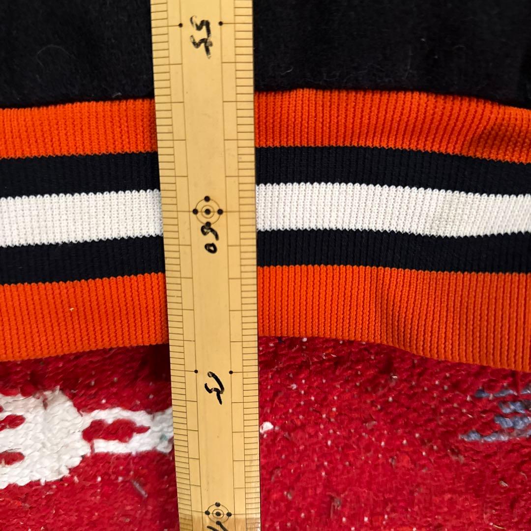 ヴィンテージスクールジャケット　ウール　レザー切替 チェーンステッチ刺繍 XL