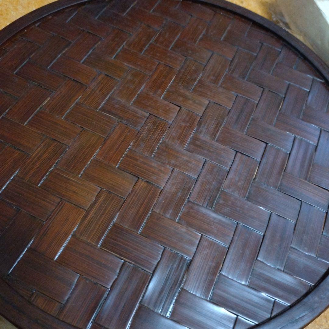 駿河竹千筋細工　竹心坊　伝統工芸品　盆　菓子器　花器　花入　竹細工　箱付　未使用