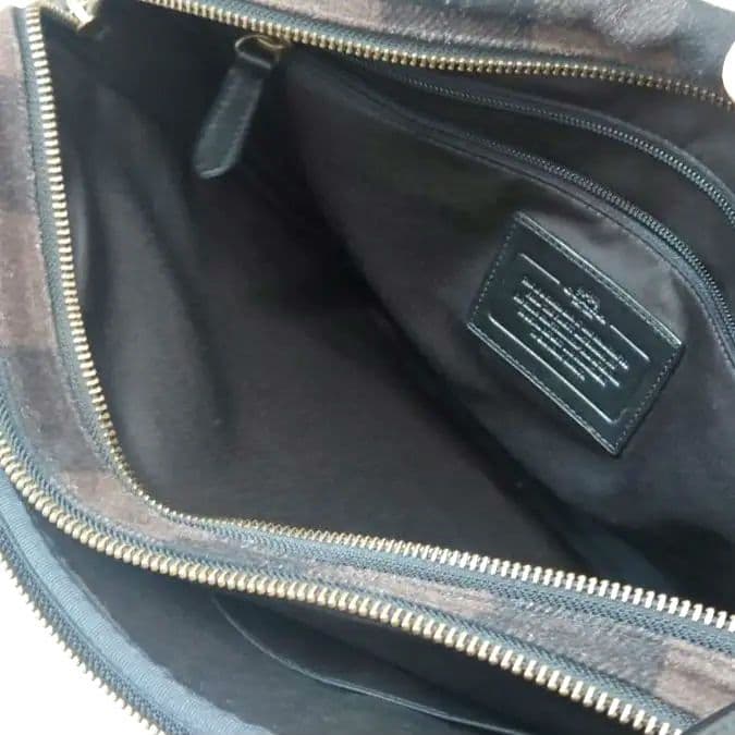 COACH　コーチ　ウール×レザー　2WAY　ショルダーバッグ　ビジネスバッグ