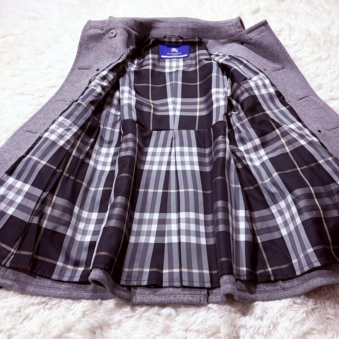 バーバリー ブルーレーベル アンゴラ ウール ベルテッドコート Aライン