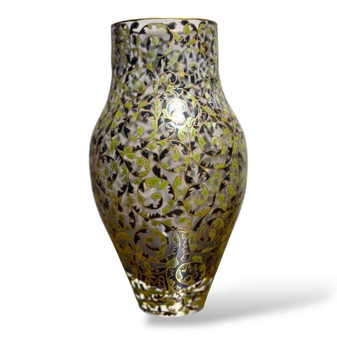 《入手困難&美品》雨宮喜能登作 窯彩硝子花瓶 共箱入 透明 クリア