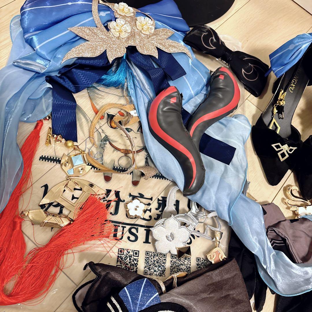 原神 海灯祭 スキン 甘雨 コスプレ 衣装 靴 ウィッグ