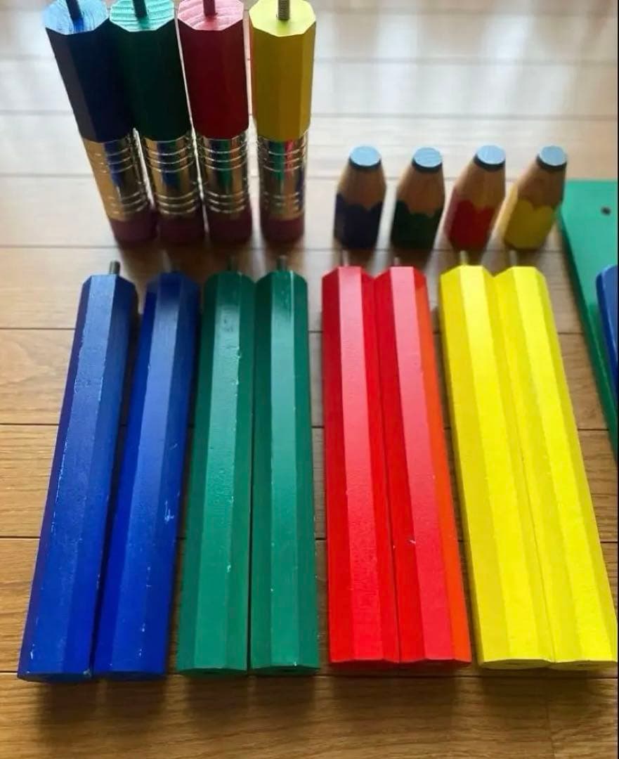 カラフル鉛筆型3段木製ラック 子供部屋 レトロ