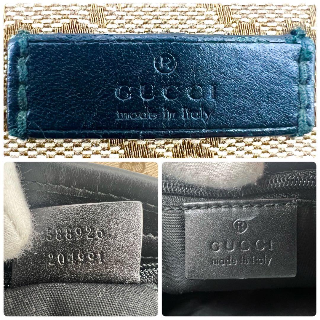 美品　GUCCI　ショルダーバック　サコッシュ　キャンバス　本革　シェリーライン