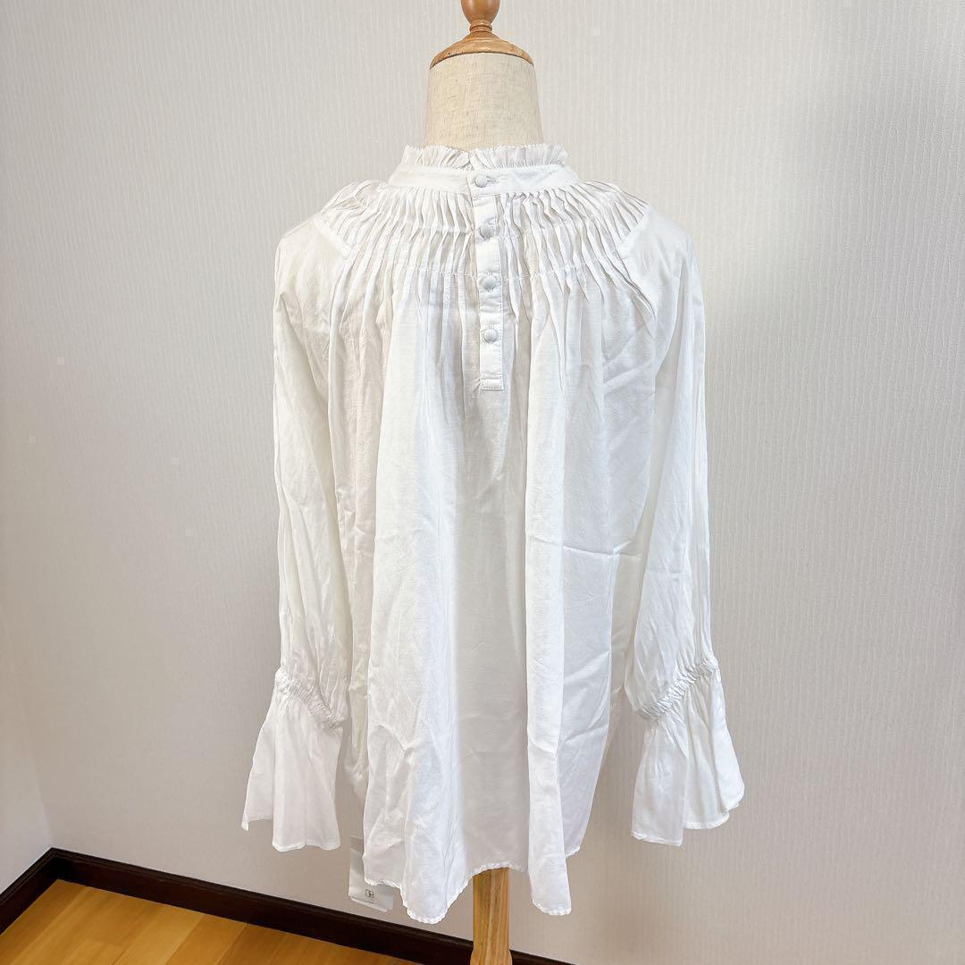 【未使用・タグ付】 スピックアンドスパン コットンボイルタックフリルブラウス